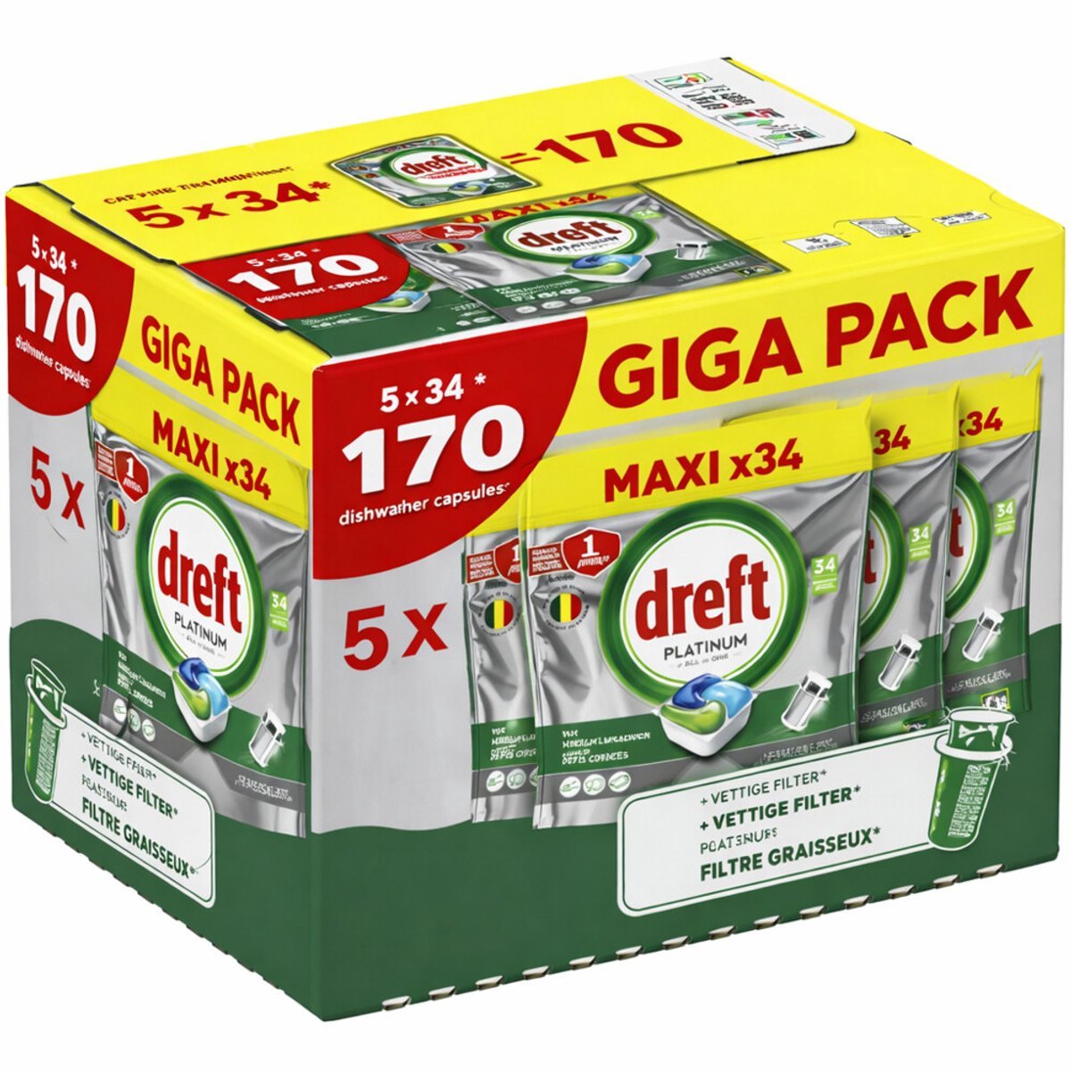 Dreft Platinum All In One Jaarvolume vaatwastabletten