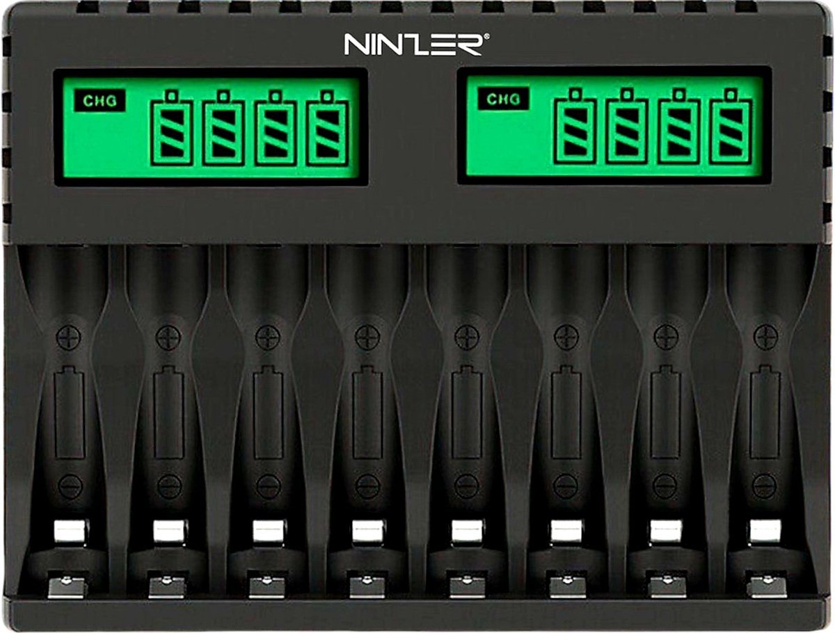 Ninzer Batterij Oplader 8x AA/AAA batterijlader