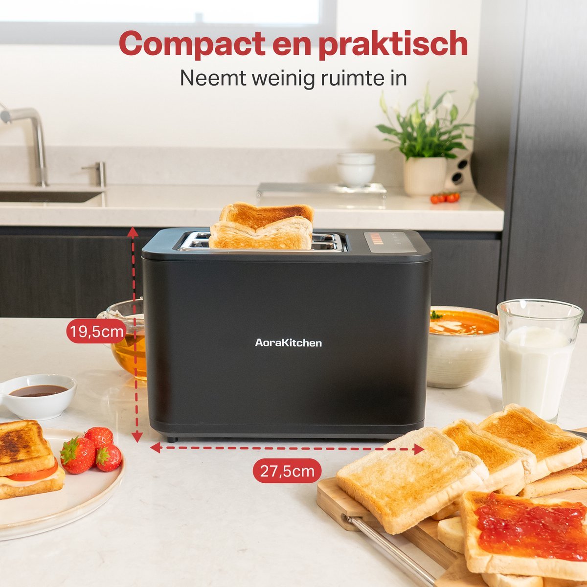 AoraKitchen Broodrooster met Tostiklemmen