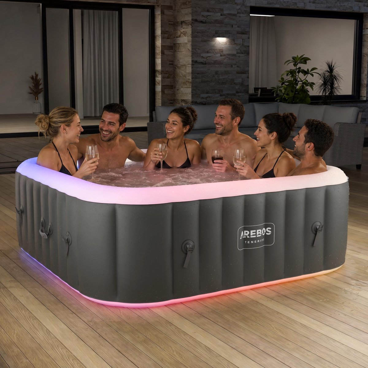 Arebos Tenerife 6 Personen LED opblaasbare-jacuzzi