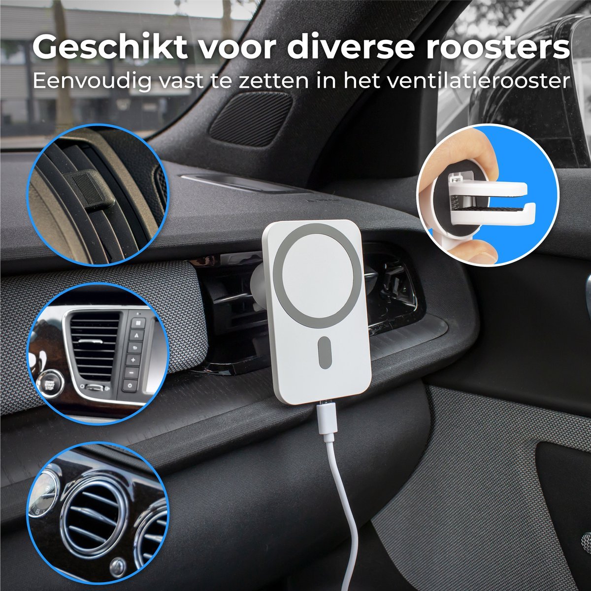 Nuvance MagSafe met Draadloze Oplader telefoonhouder-auto