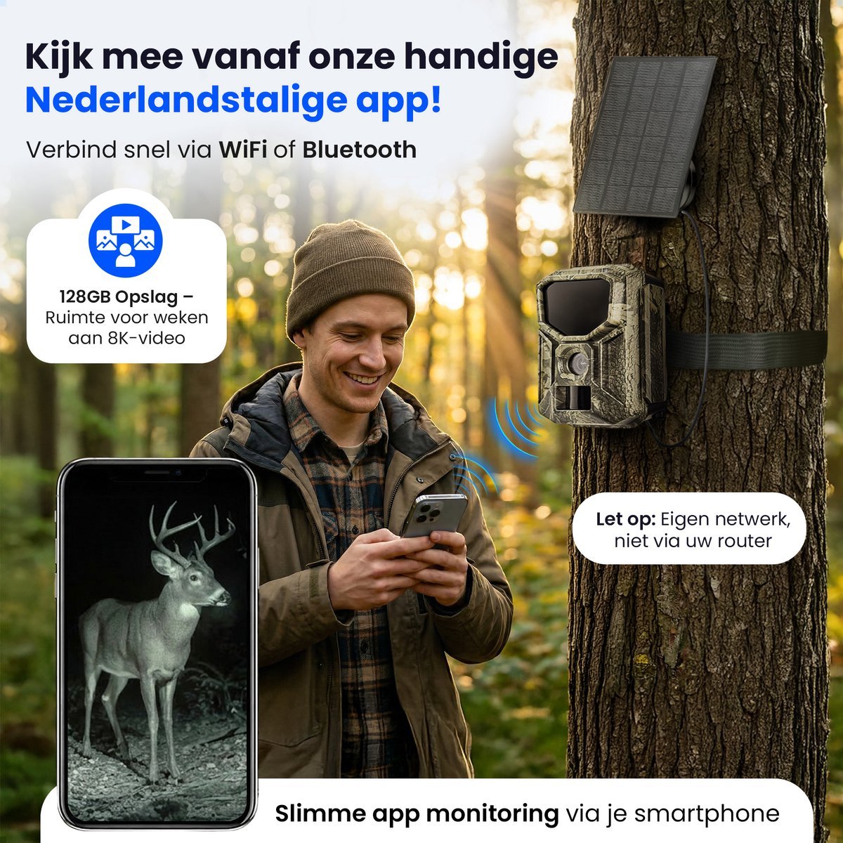 Siltcon Wildcamera met Zonnepaneel 8K