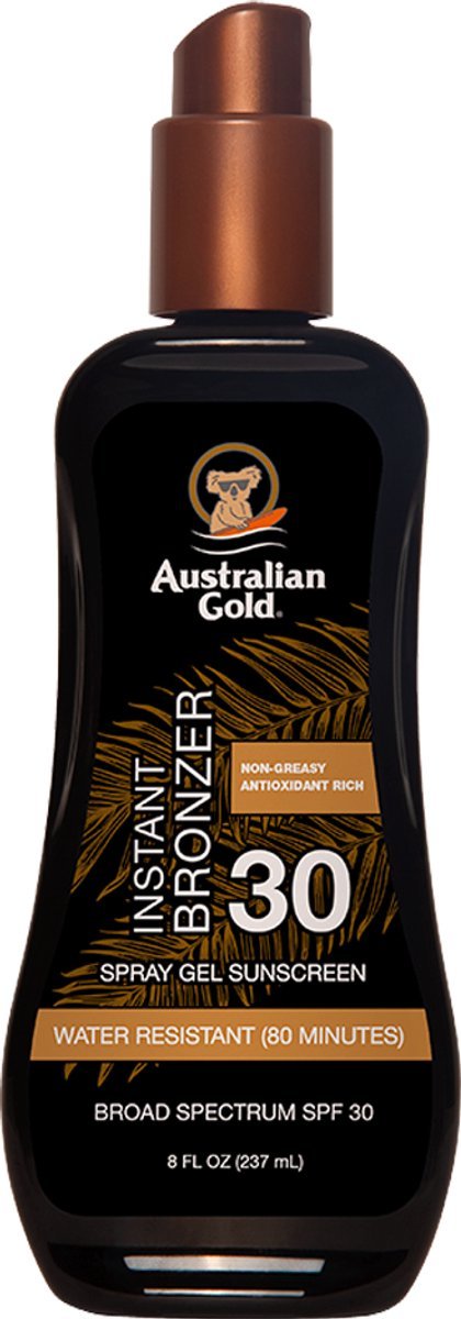 Australian Gold SPF30 Spray Gel met Bronzer zonnebrand