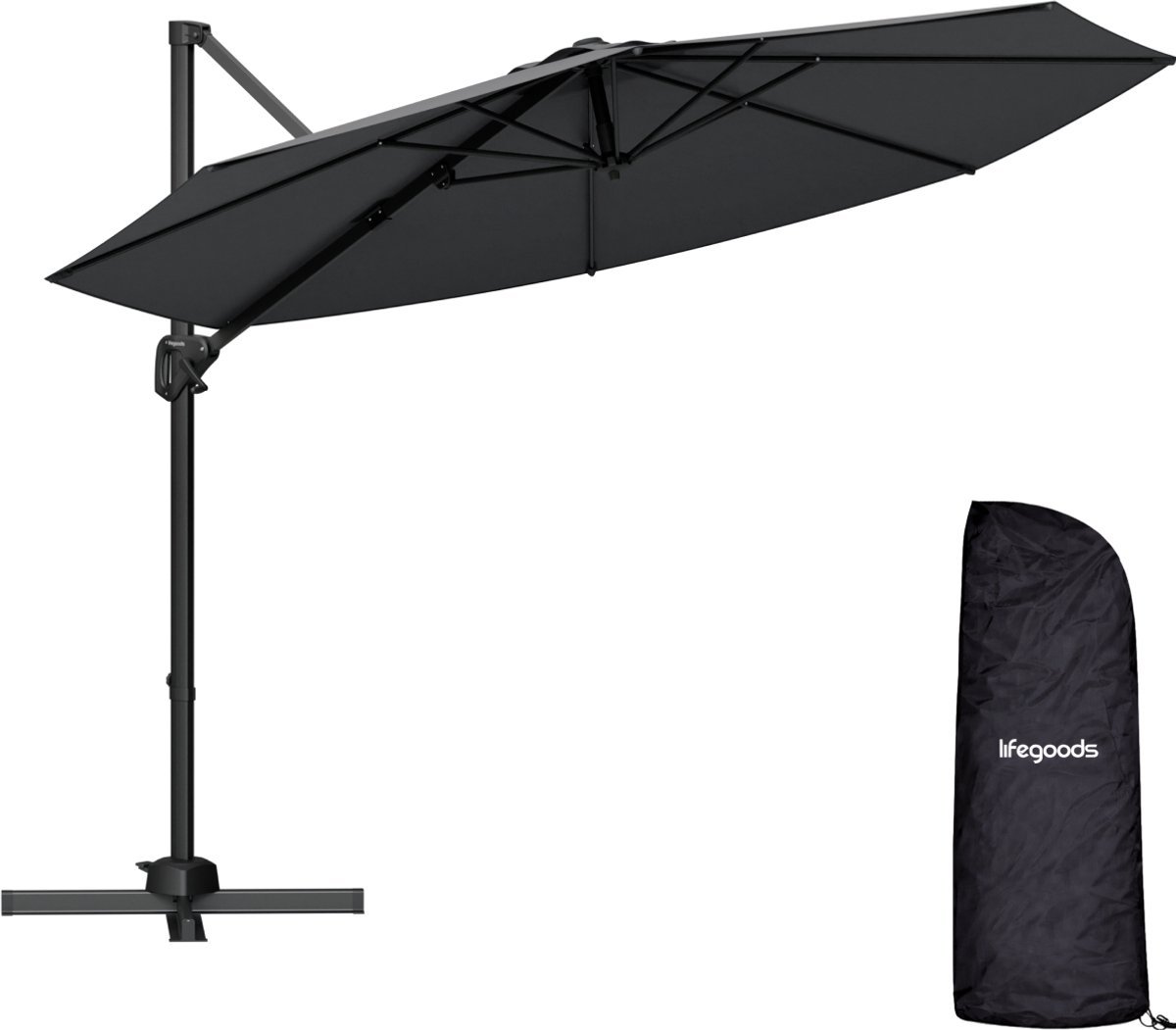 LifeGoods Zweefparasol 6 Standen