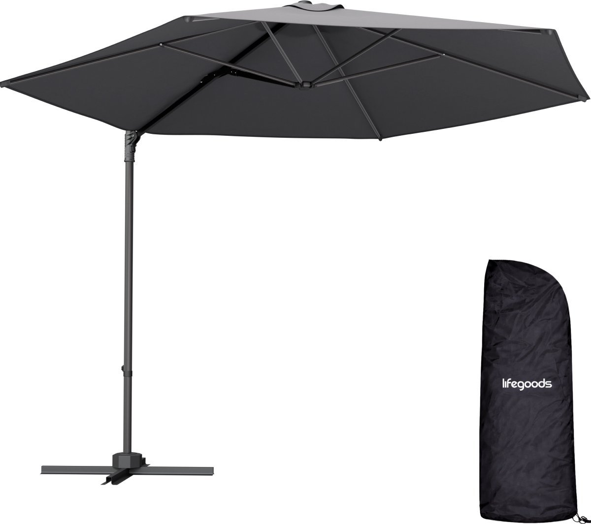 LifeGoods Zweefparasol One-Push