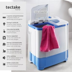 tectake Was-Droogcombinatie 4,5 kg mini-wasmachine