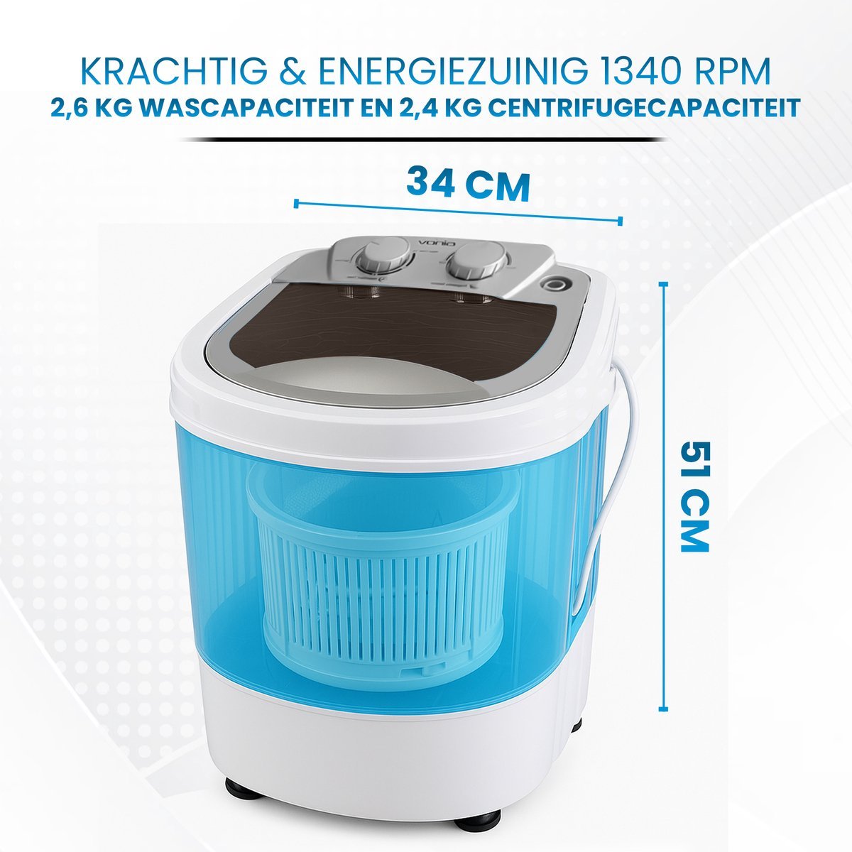 Vonia Mini Wasmachine 2,5 kg mini-wasmachine